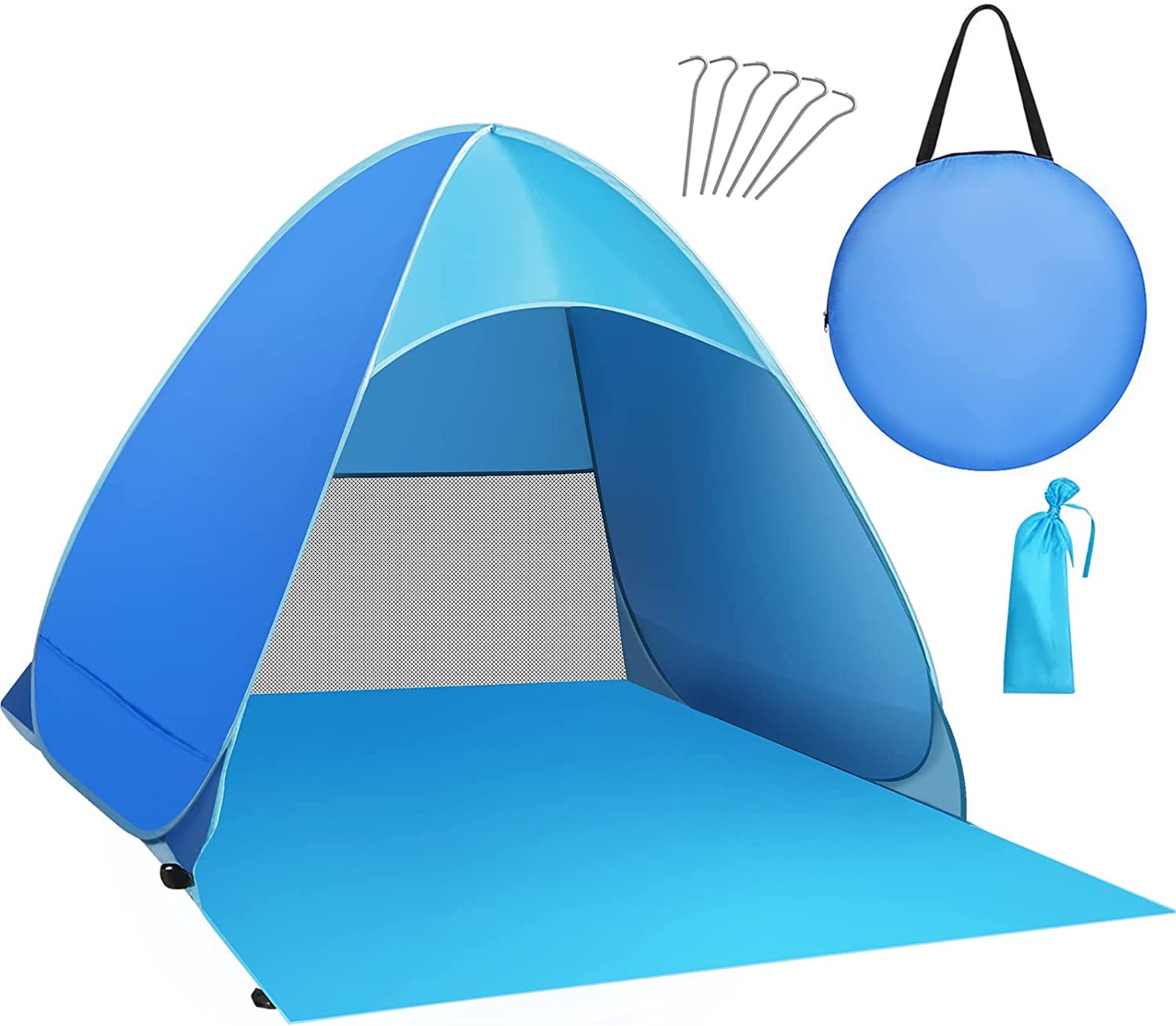 flowgoer Strandmuschel Automatisches Freizelt, Personen: 3 (set, SPF 50), 165 x 150 x 110 cm, UV-Schutz