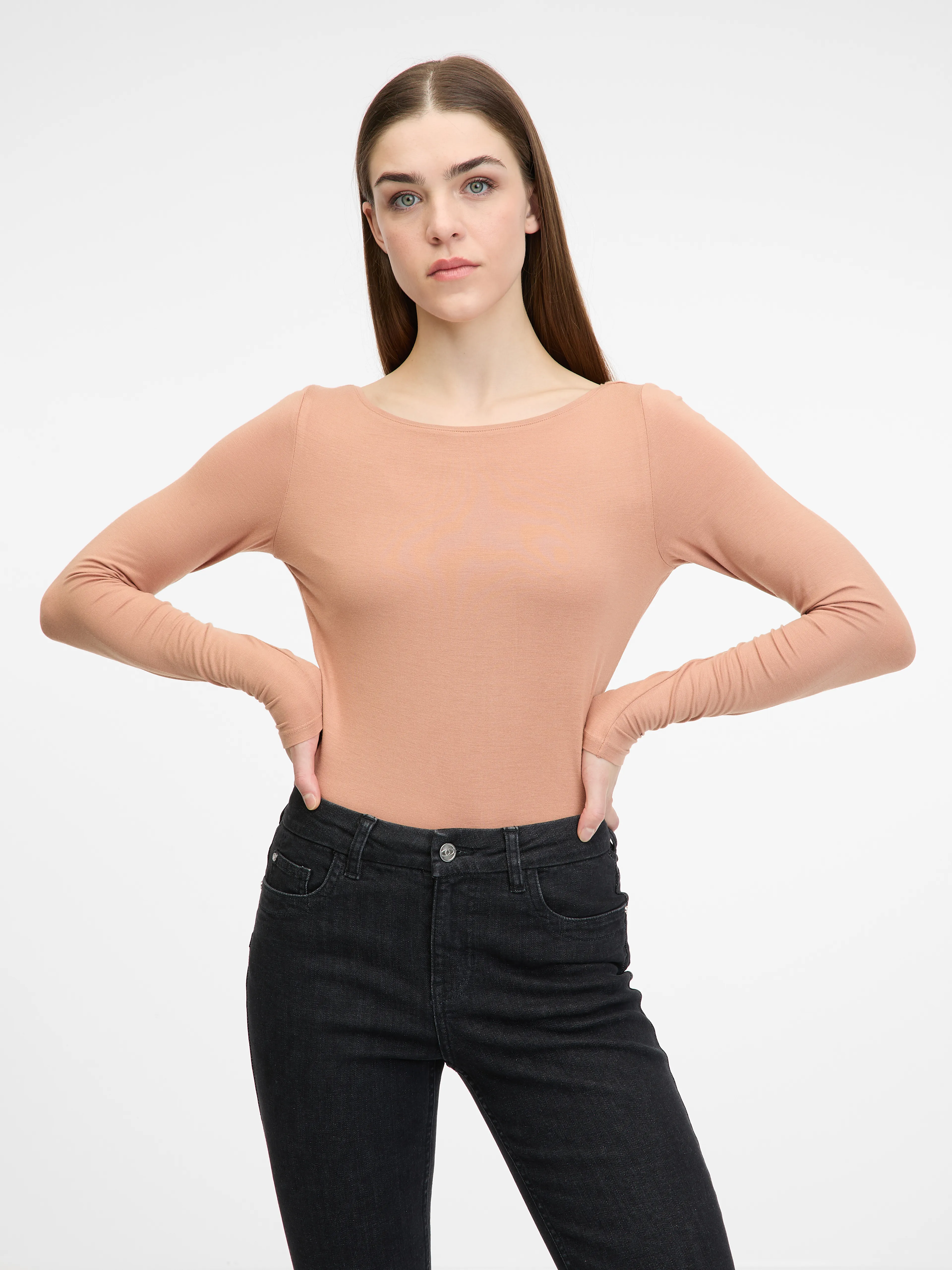 Hellbraunes Damen-Langarm-T-Shirt ORSAY