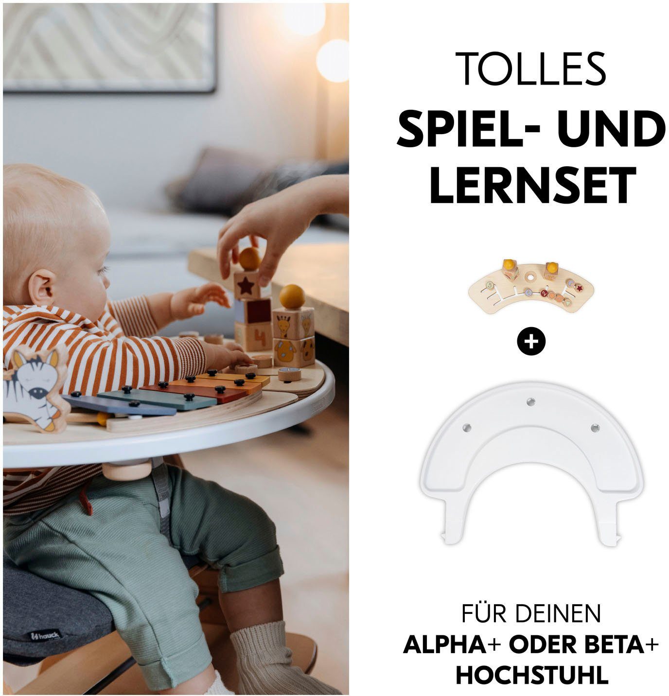 Hauck Hochstuhltablett Alpha Play Sorting Set Giraffe, Holz, Kunststoff, FSC® - schützt Wald - weltweit