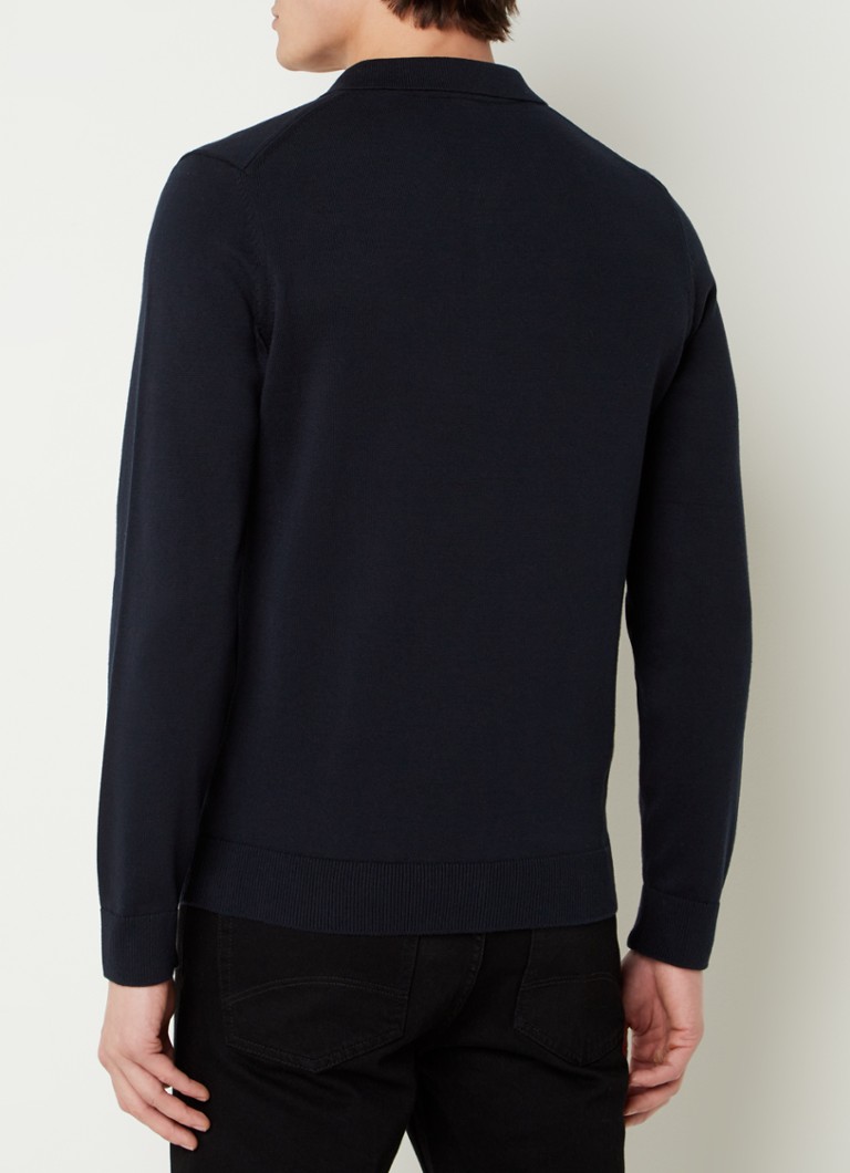 Pulover HUGO BOSS San Peer din tricot fin cu logo brodat