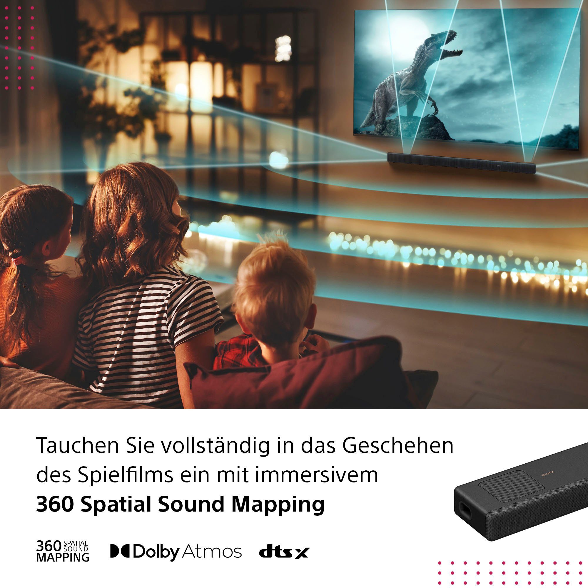 Sony HT-A5000 5.1.2-Kanal Surround Sound Premium 5.1.2 Soundbar (Bluetooth, WLAN, 500 W, mit integriertem Subwoofer, Vertical-Sound-Engine-Technologie)