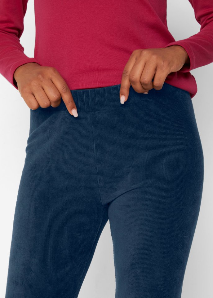 Feincord-Leggings mit breitem Komfortbund