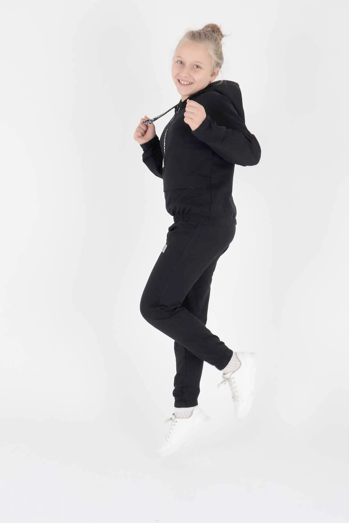 AHENGİM  Junges bedrucktes Trend-Trainingsanzug-Set für Mädchen Ak2233