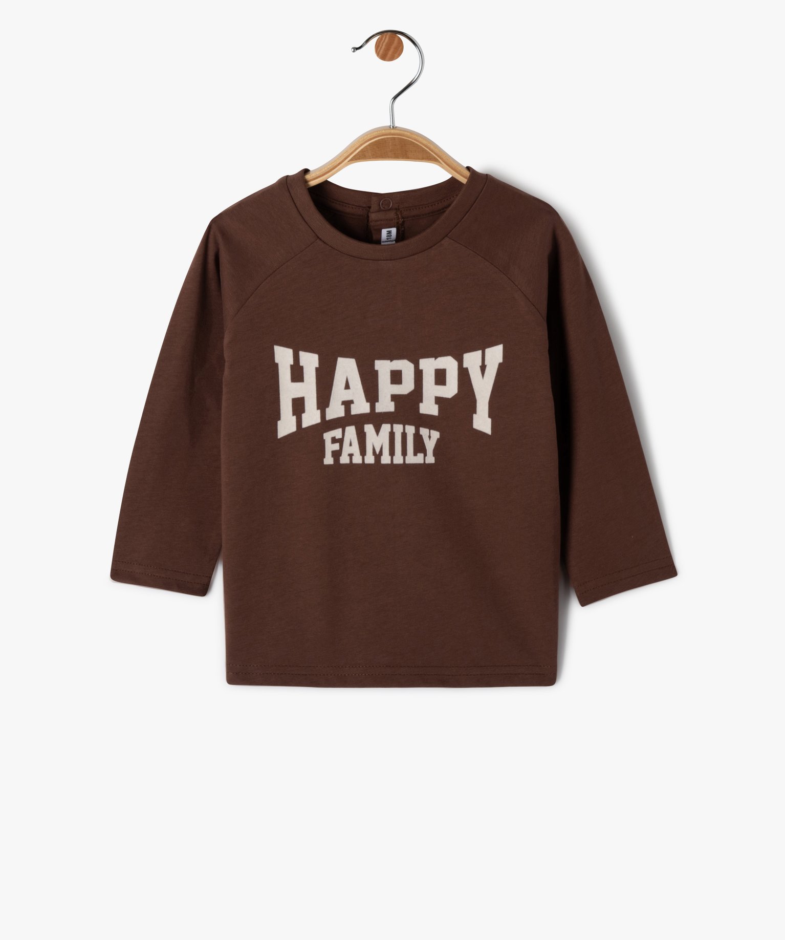 Tee-shirt manches longues à motif velours bébé Garçon marron | GEMO