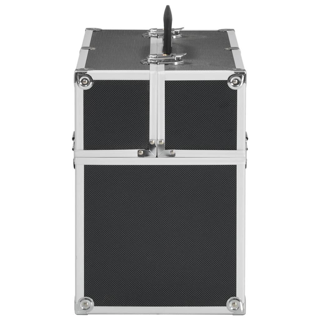 vidaXL Kosmetikkoffer Kosmetikkoffer 37x24x35 cm Schwarz Aluminium