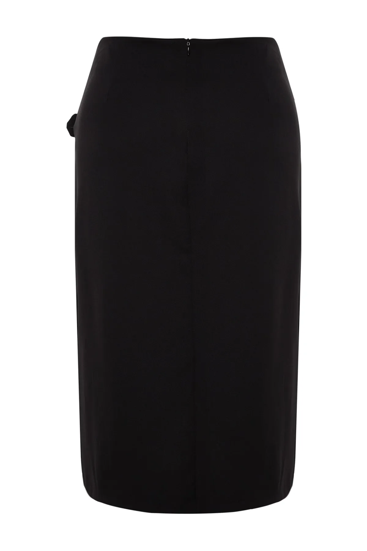 Trendyol Curve  Schwarzer Midi-Strickrock mit Wickelschnalle und detailliertem Detail