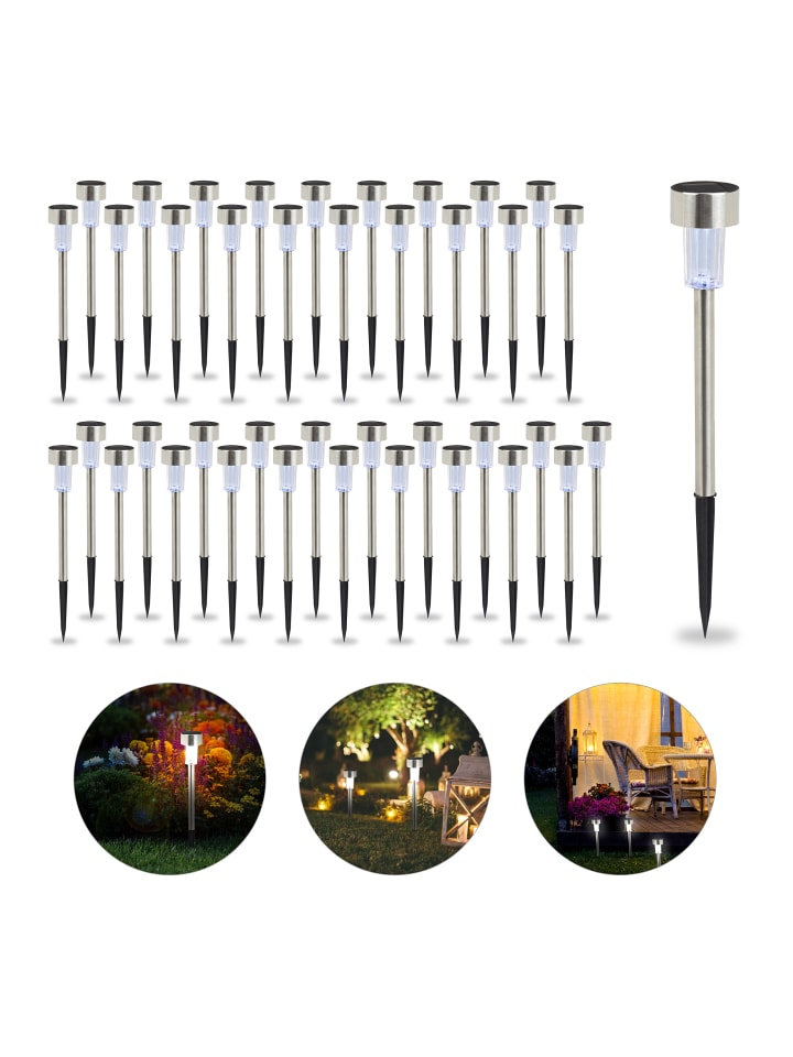 relaxdays 40x Solarleuchte in Silber günstig kaufen onesize