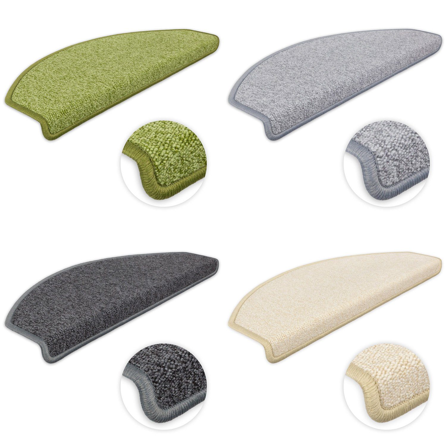 Stufenmatte Stufenmatten Vorwerk Durango Halbrund Hellbeige 15 Stück, Metzker®, halbrund, Höhe: 8 mm, 15 Stück im Set - Hellbeige