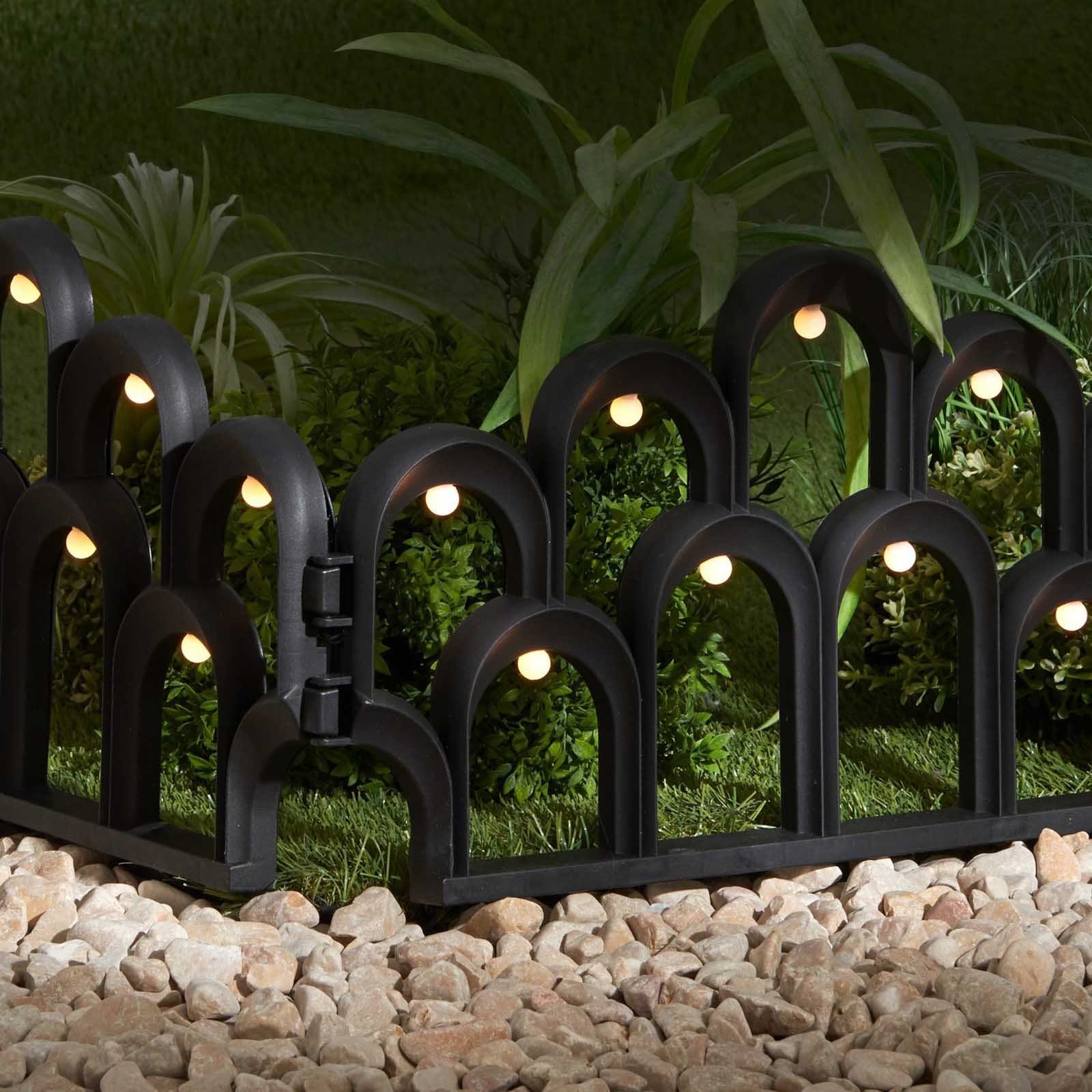 HAC24 Beetumrandung 4er Set LED Solar Zaun Rasenkante Rasenbegrenzung Beetbegrenzung, LxH: 46,00x25,5 cm, Kunststoff Gesamtlänge 180 cm