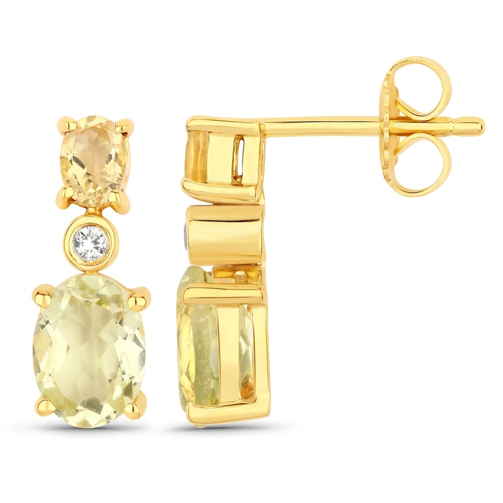 Rafaela Donata Boucles doreilles Argent sterling Quartz citron en Or jaune Bijoux