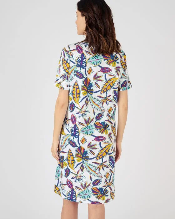 Chemise de nuit manches courtes pur coton peigné
