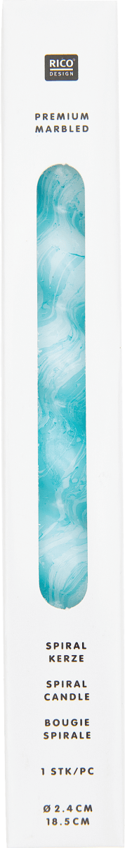 Spiralkerzen, marmoriert, blue marbled, 1 St
