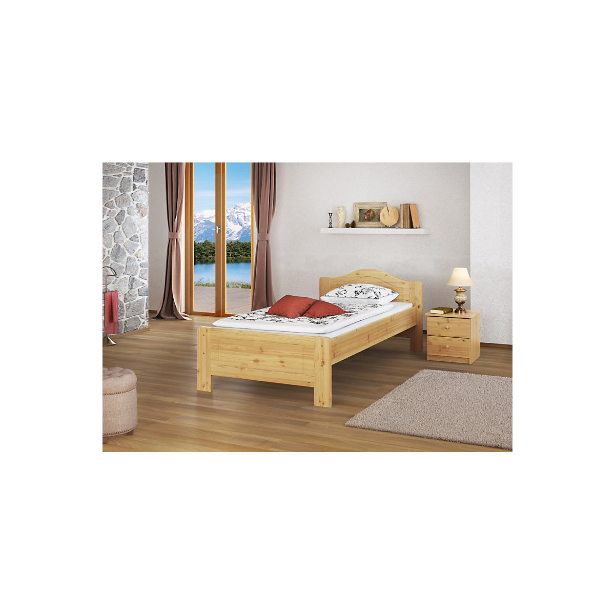 Bettgestell Landhaus Kiefer massiv 90x200