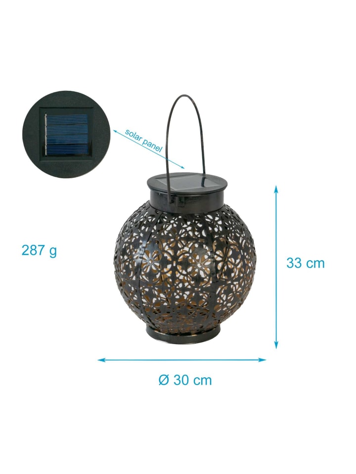 Intirilife Solar Laterne Lampe Gartenleuchte in Schwarz günstig kaufen onesize