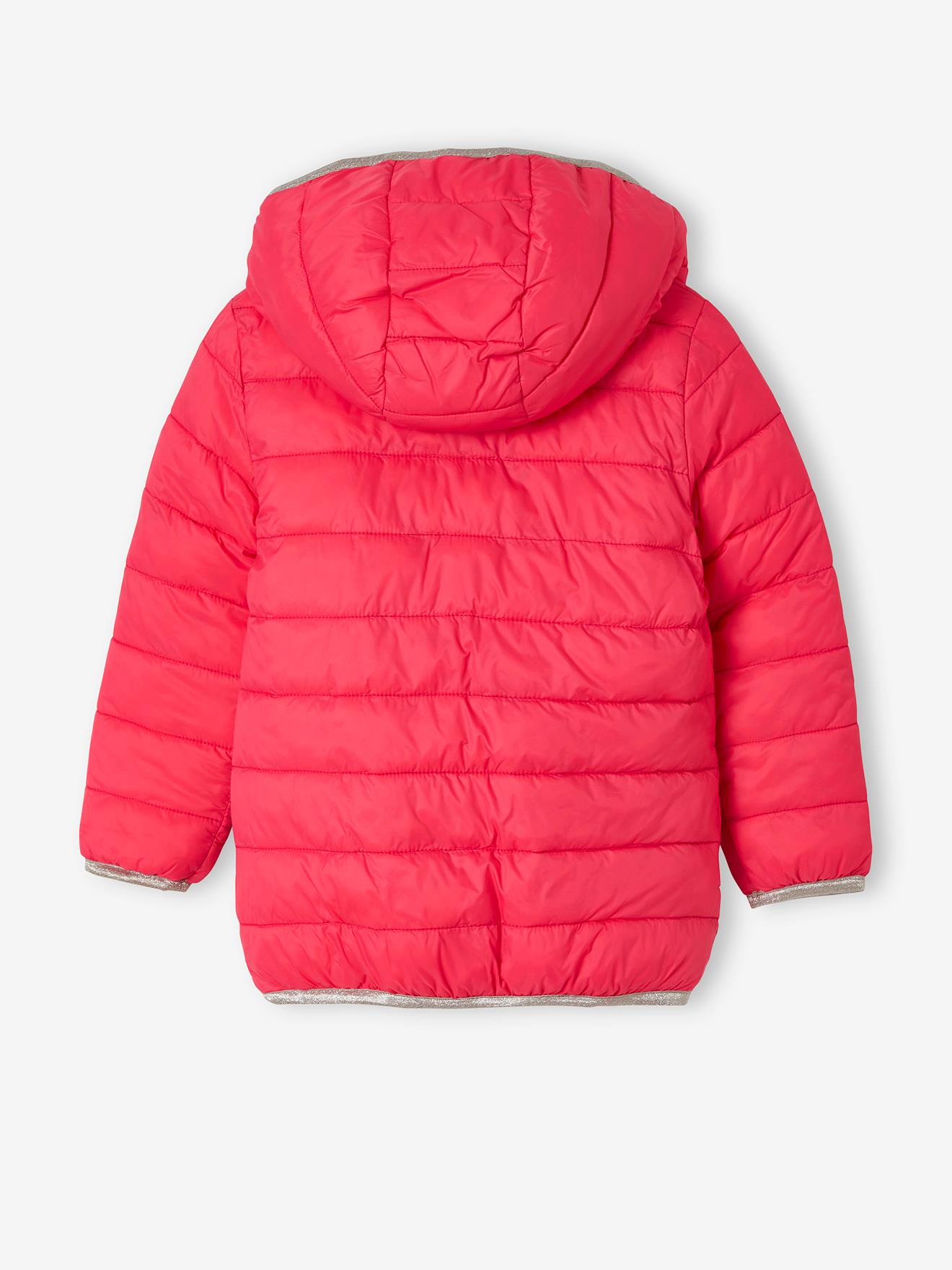 Doudoune à capuche légère réversible fille anthracite imprimé