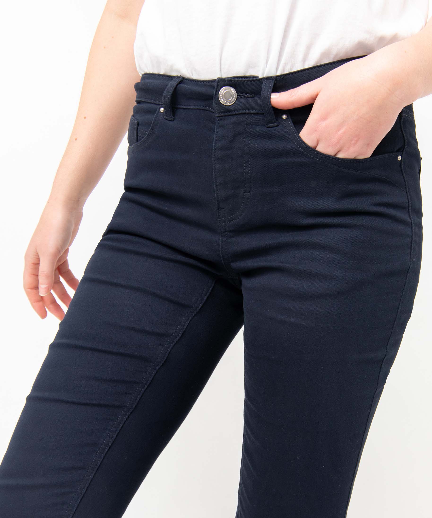Pantalon femme coupe Slim taille normale marine | GEMO
