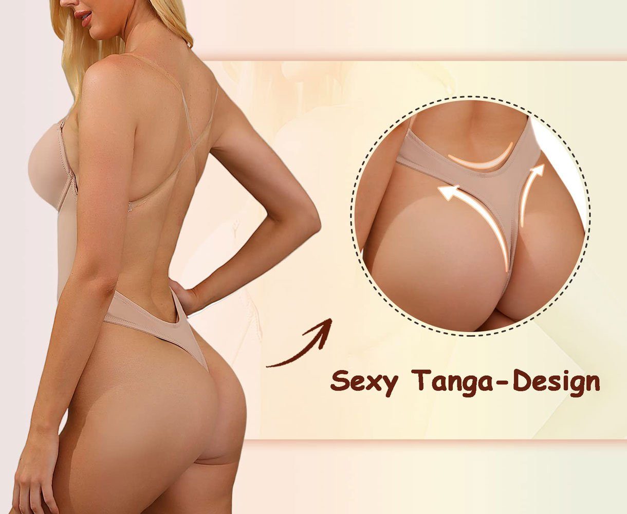 Sarfly Shaping-Body Damen Rückenfreier Body Shaper BH Transparenten Trägern (1-tlg) Rückenfreier Shapewear Formende Bodys Unsichtbar Push up Bodysuits