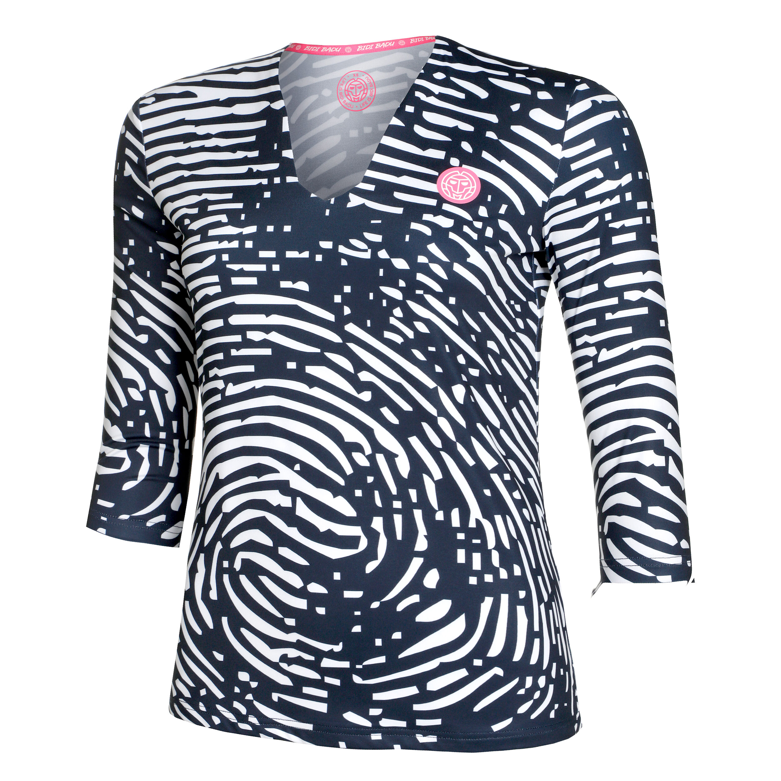 Fingerprint Printed Longsleeve Damen - Dunkelblau, Weiß