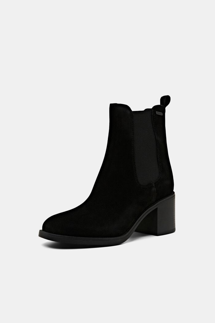 Rauleder-Boots mit Blockabsatz