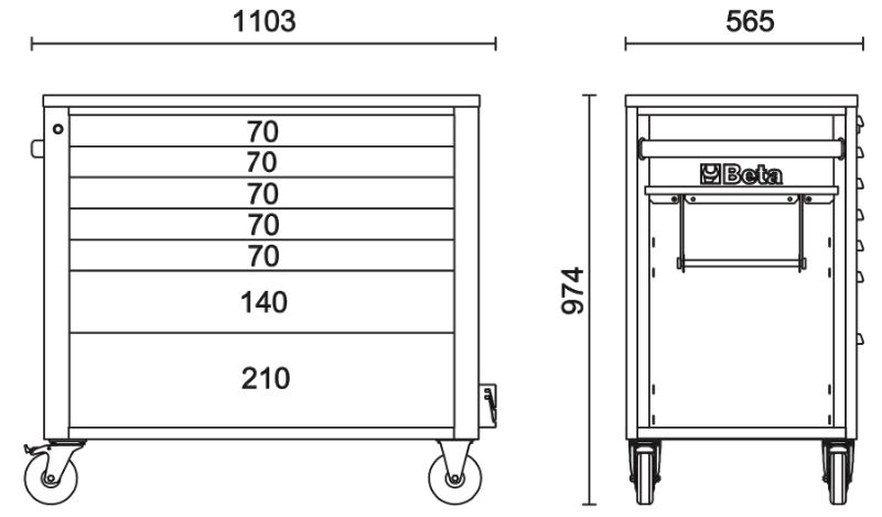 Beta 024004571 RSC24AXLP/7-O-Cărucior scule 7 sertare portocaliu