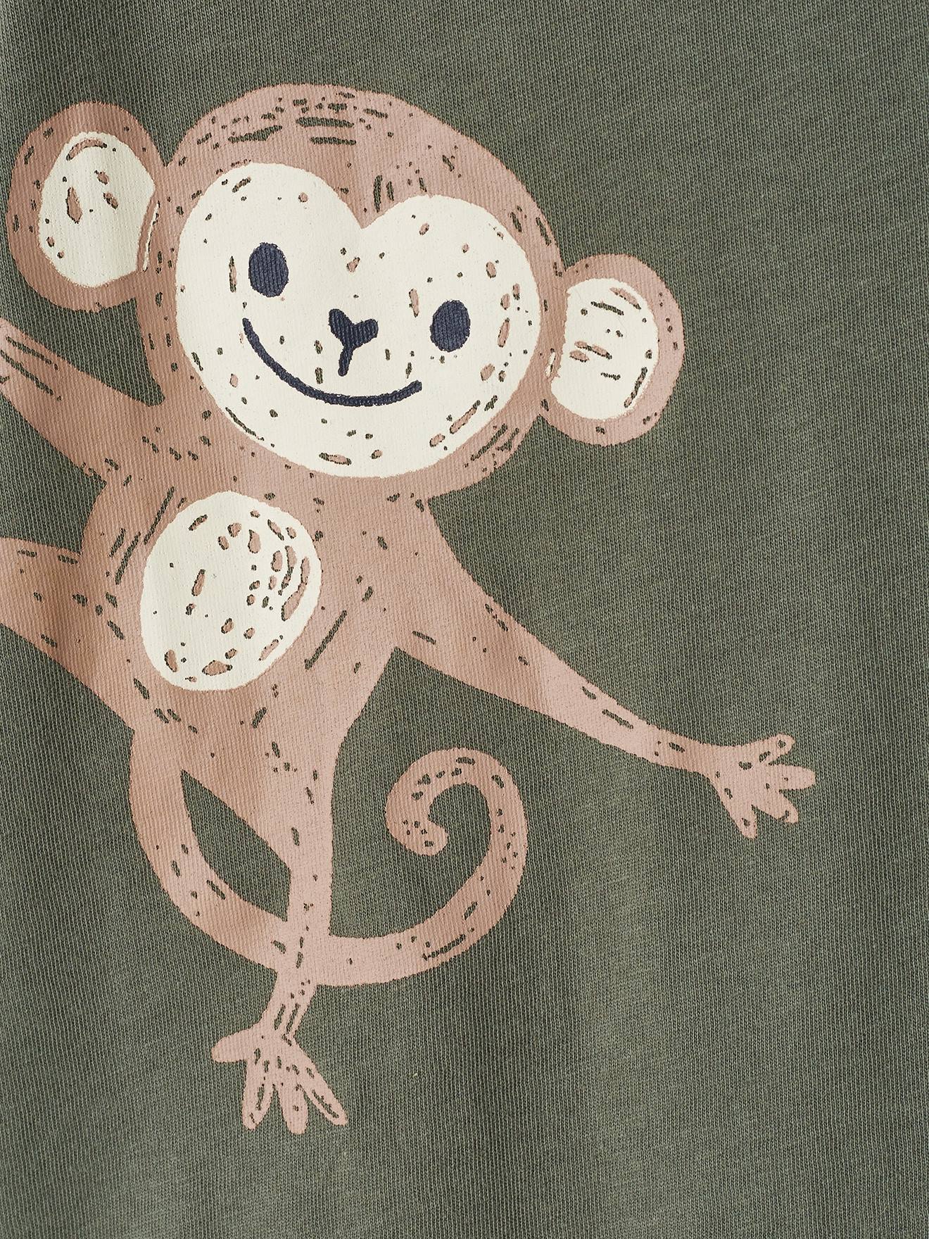 Vertbaudet Baby Kurzoverall, Tier-Motive BASIC Oeko-Tex - khaki affe