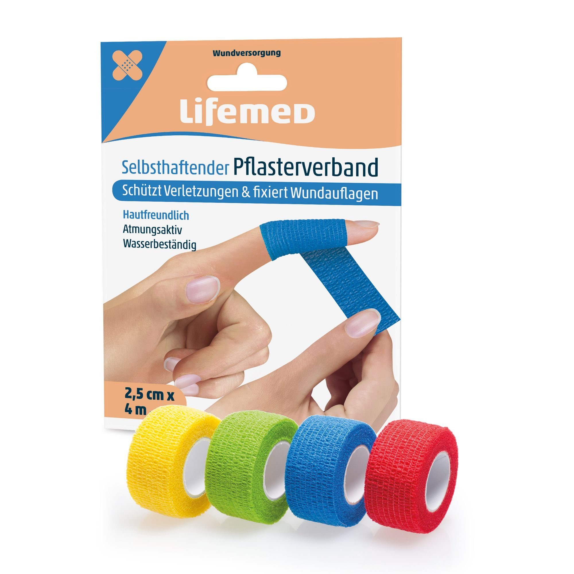 LifeMed Wundpflaster Lifemed 10 Selbsthaftende Pflasterverbände 4 m x 2,5 cm