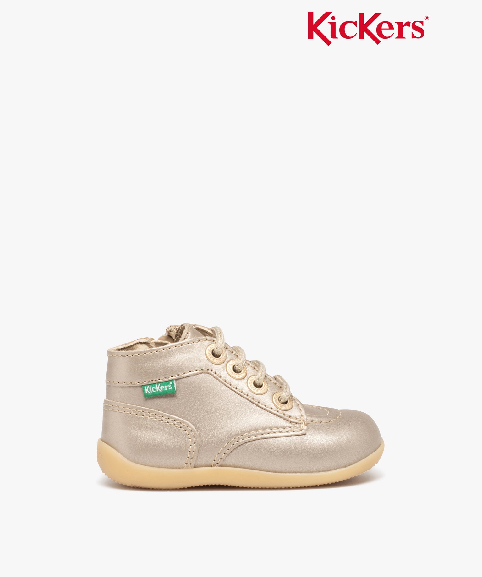 Bottillons premiers pas bébé fille en cuir Kickers or | GEMO