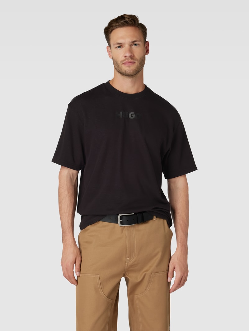 T-Shirt mit Label-Print Modell 'Daktai' in schwarz