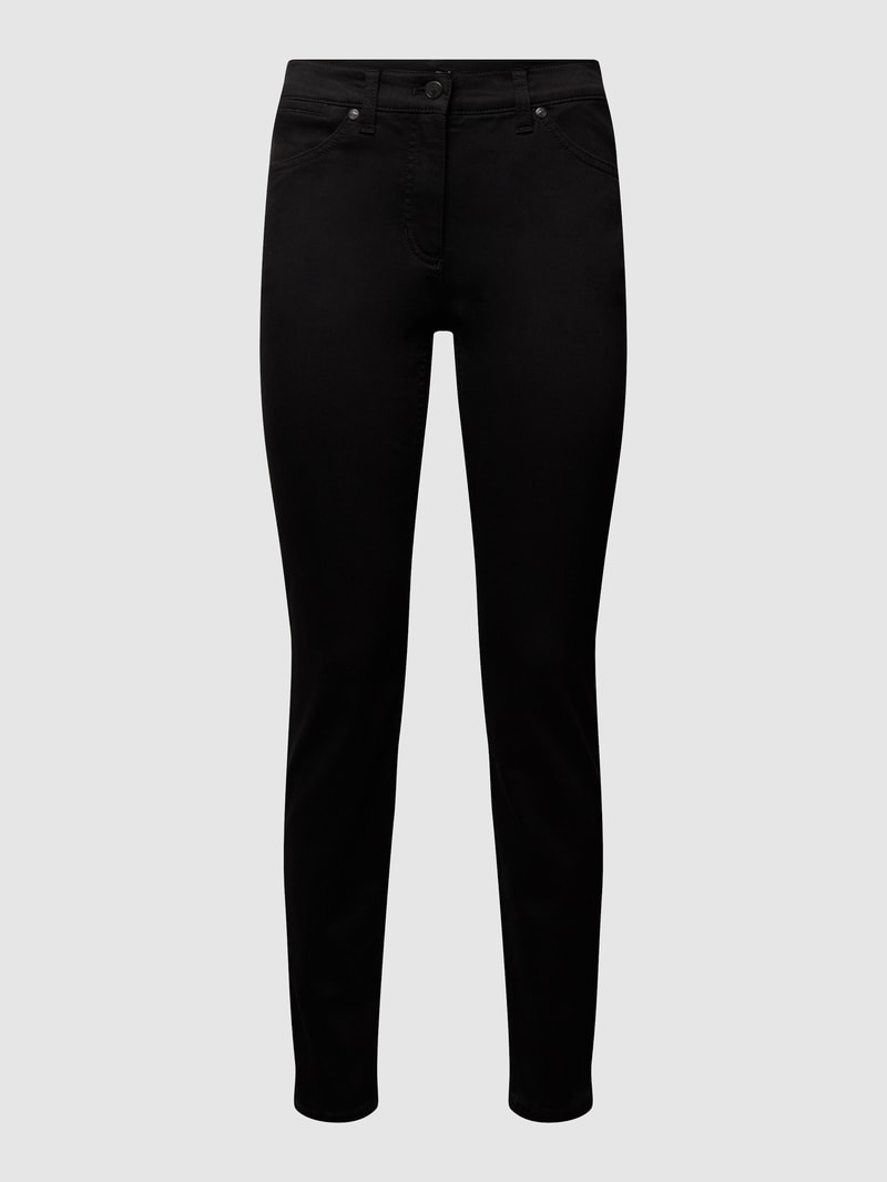 Slim Fit Stretchhose mit Bügelfalten in schwarz