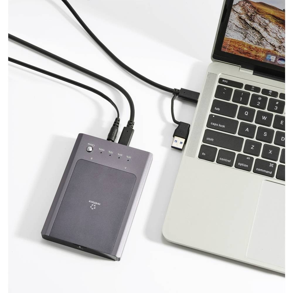 Renkforce Festplatten-Dockingstation M.2 SSD Zweifach-Gehäuse mit 1:1 Kopierfunktion, mit Clone-Funktion