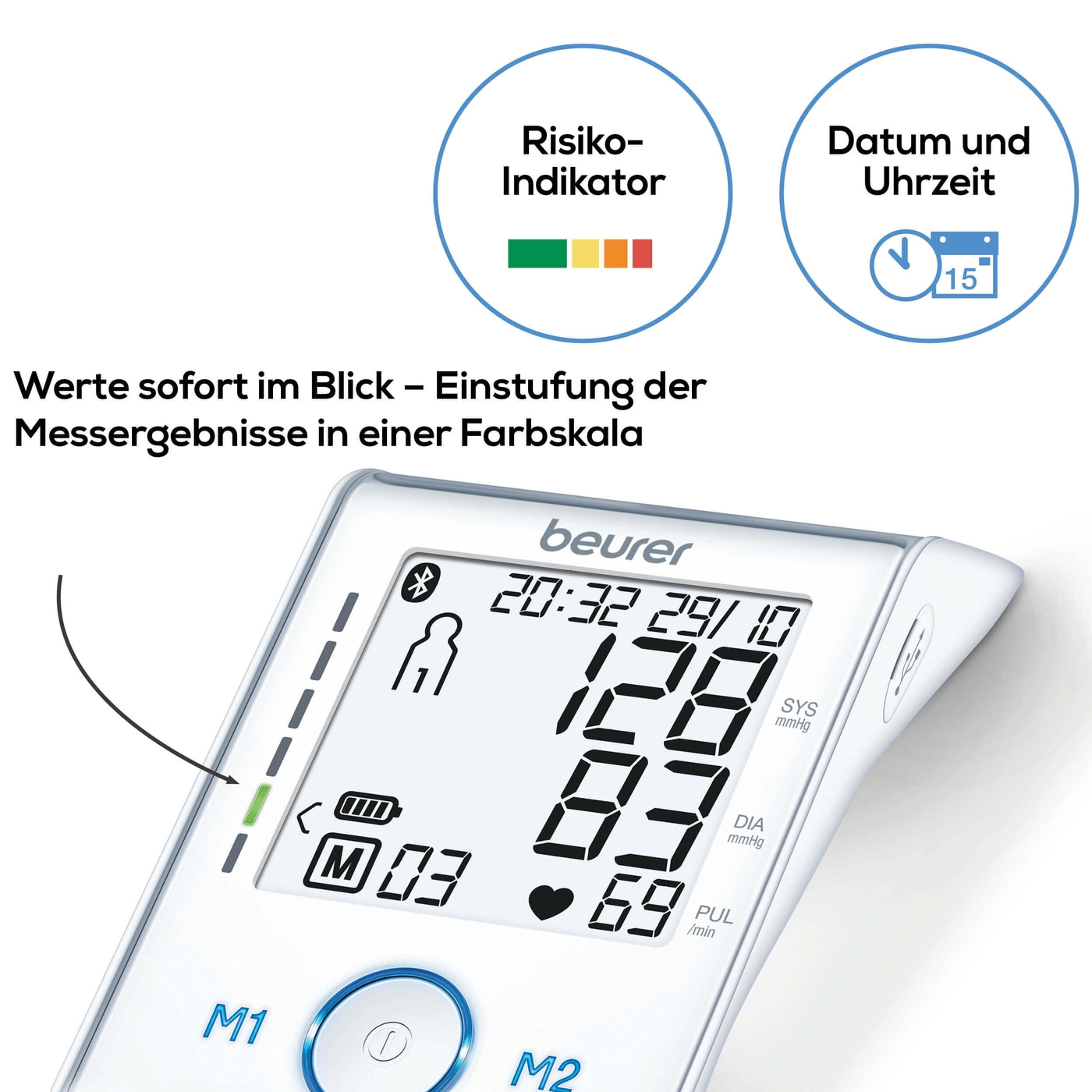 Beurer Oberarm-Blutdruck-messgerät BM 85-Bluetooth® Oberarm-Blutdruckmessgerät mit Inflation-Technology & Ruheindikator