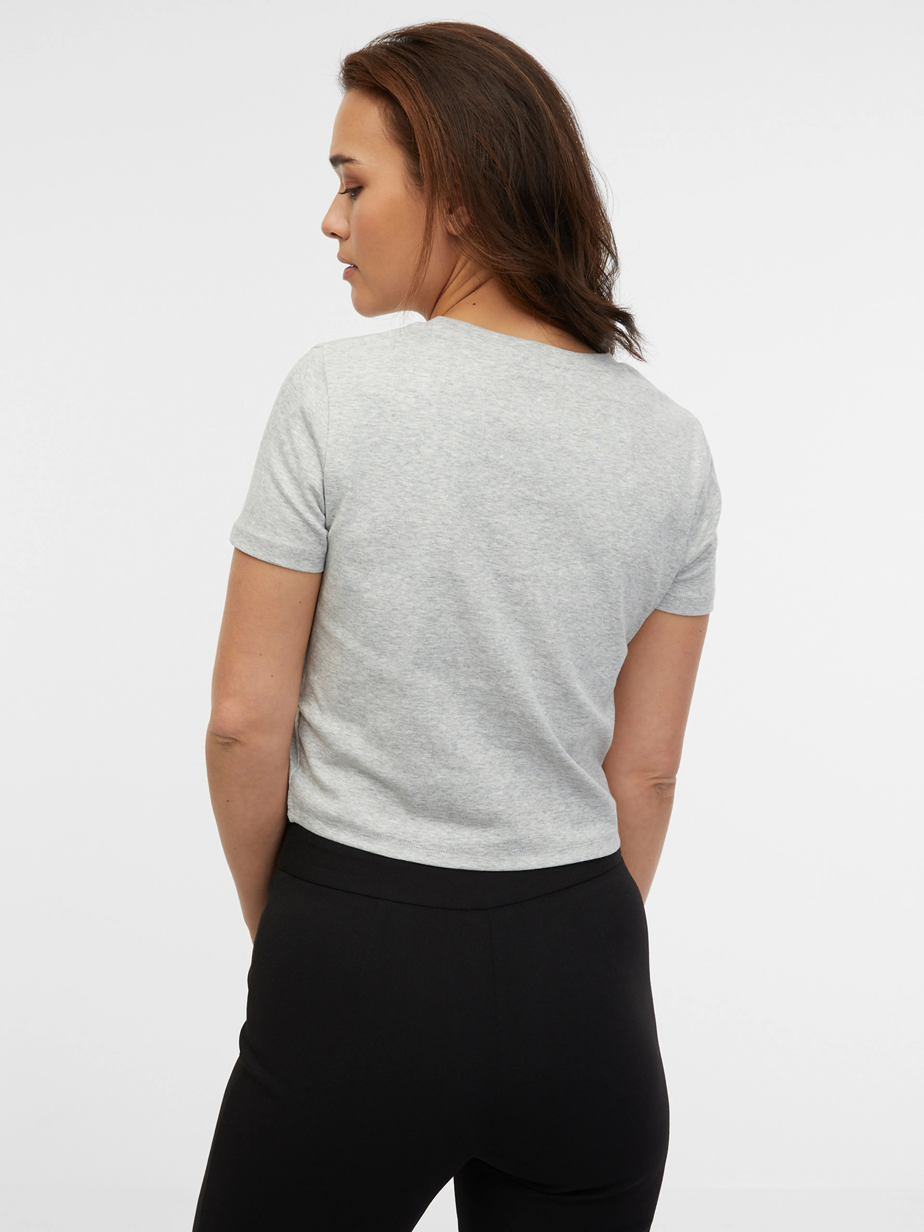 Hellgraues gestreiftes Basic-Shirt Damen ORSAY