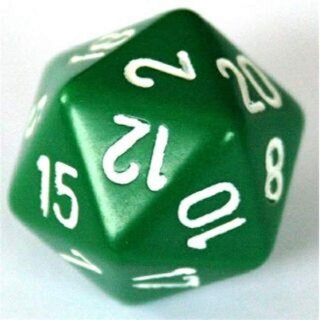 Opaque 34mm d20 Green/white Dice