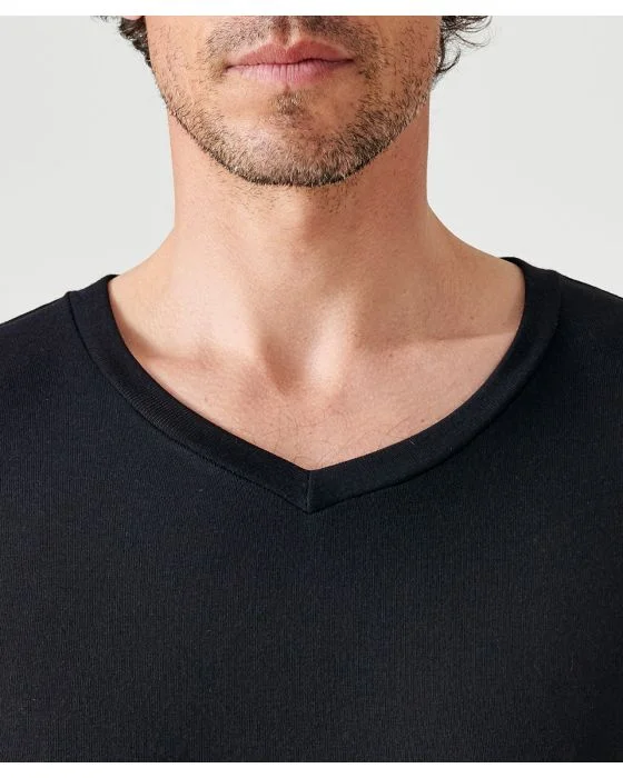 T-shirt col V fine côte Thermolactyl Sensitive, manches longues