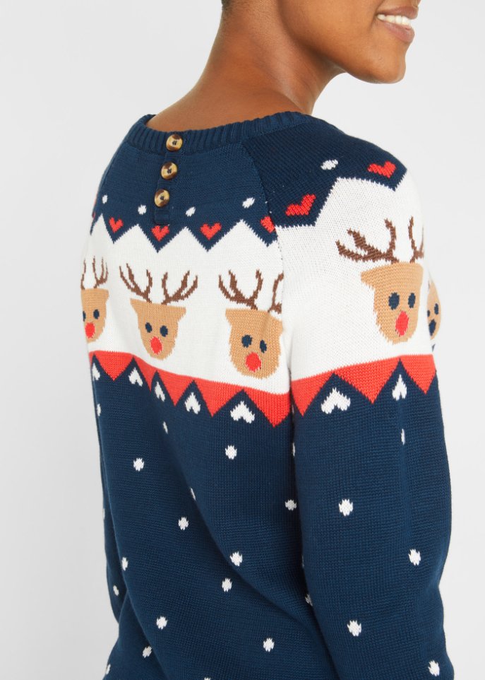 Weihnachts- Strickkleid Rentier, knieumspielend