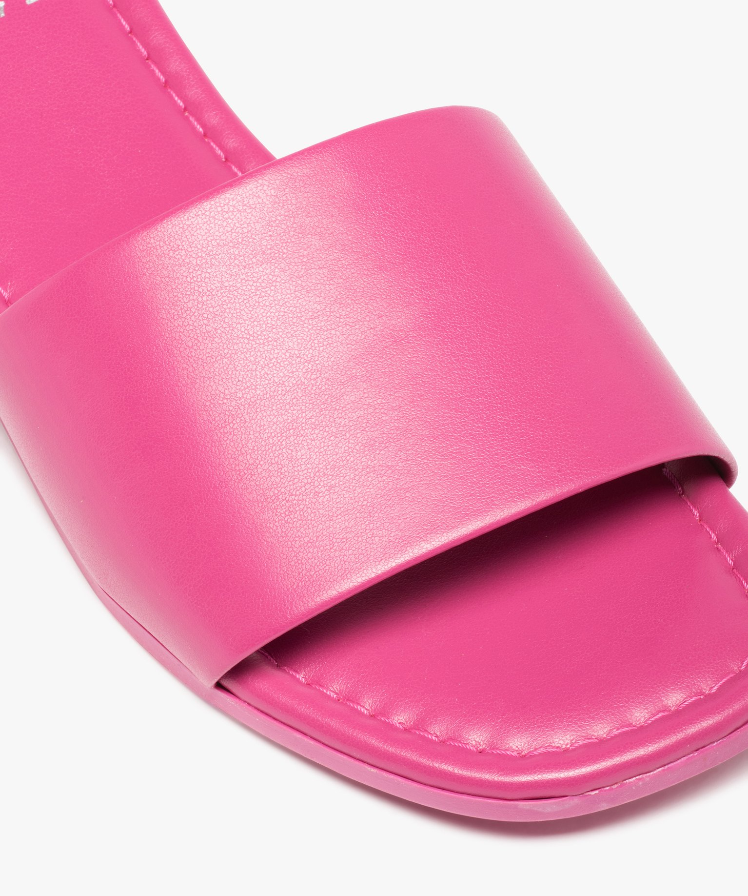 Mules femme unies à talon plat et bride droite rose | GEMO