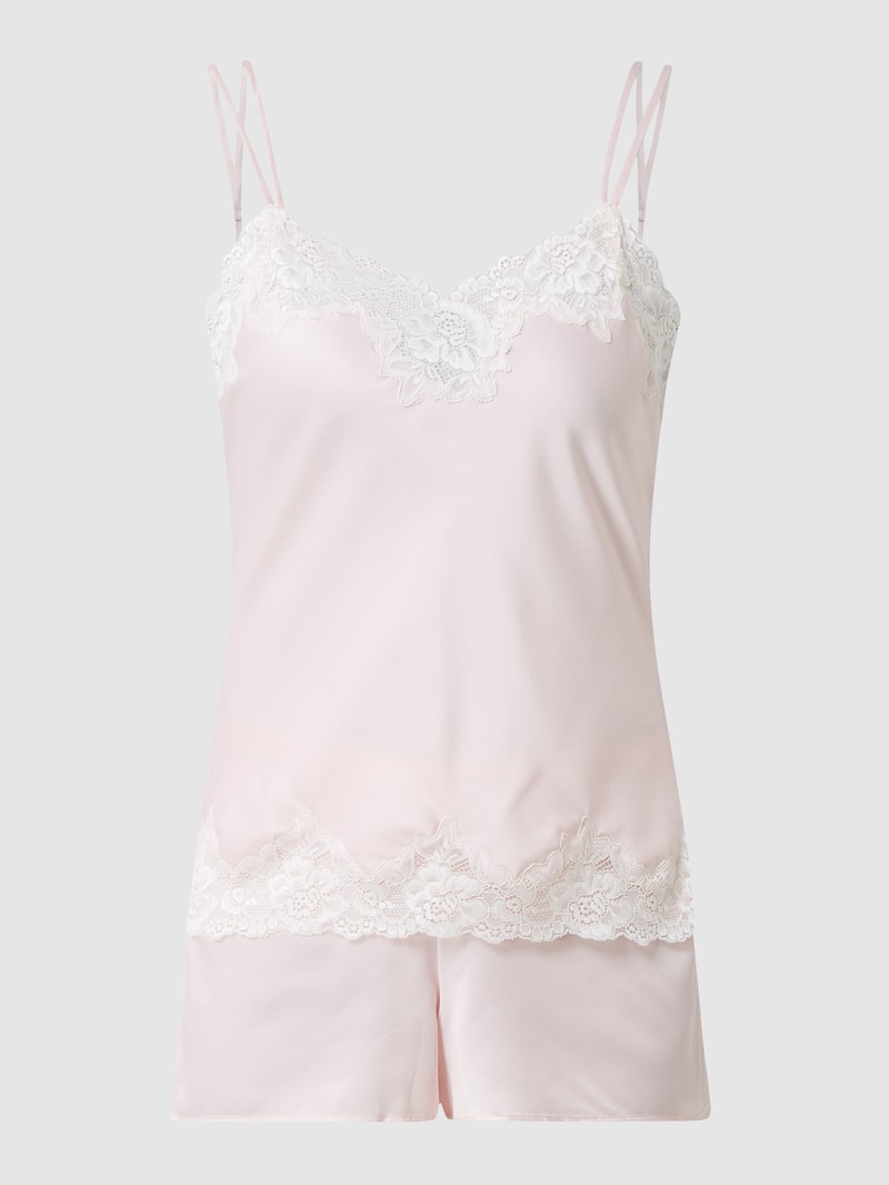 Pyjama mit Spitzenbesatz in rosa