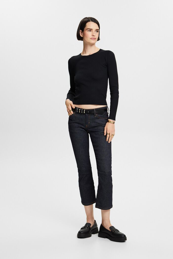 Verkürzte Racer-Bootcut-Jeans mit mittelhohem Bund