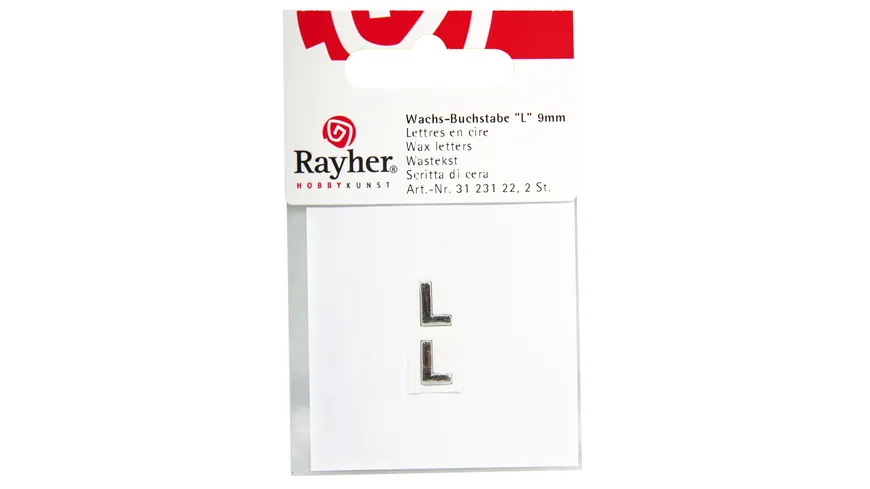 Rayher Wachsbuchstaben -L- silber 9mm 2Stück