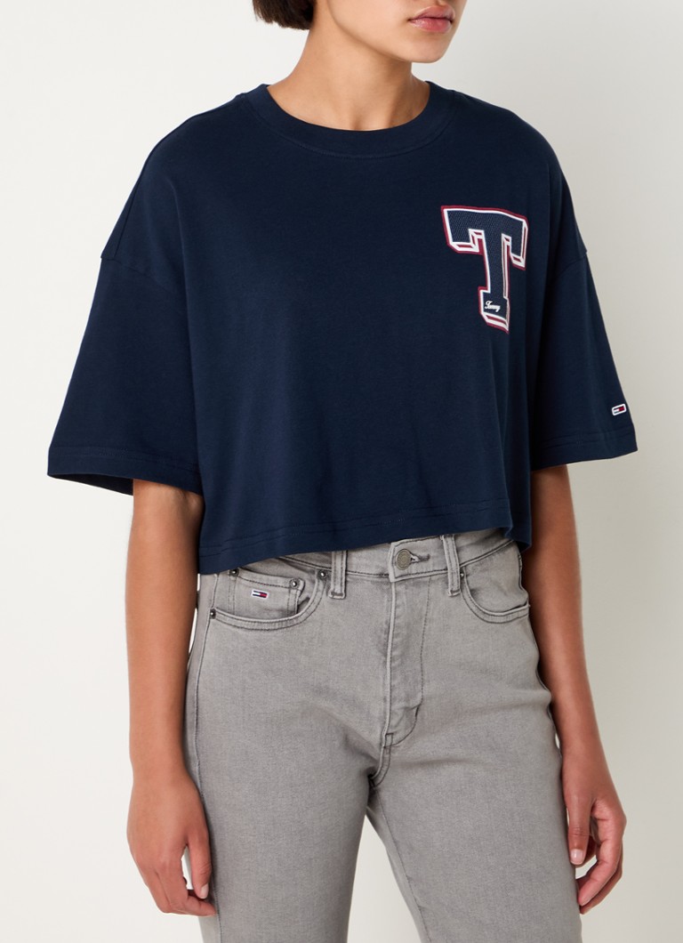 Tommy Hilfiger  Letterman cropped T-shirt met logo