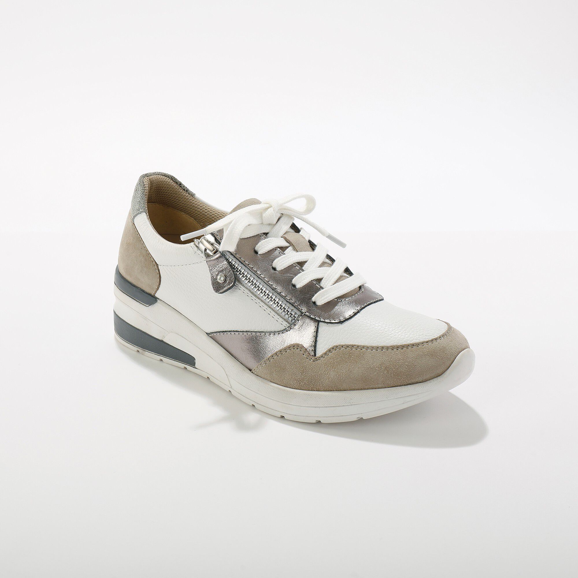 Sneakers à lacets zippées en cuir