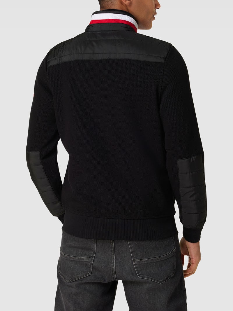 Sweatjacke mit Label-Patch in schwarz