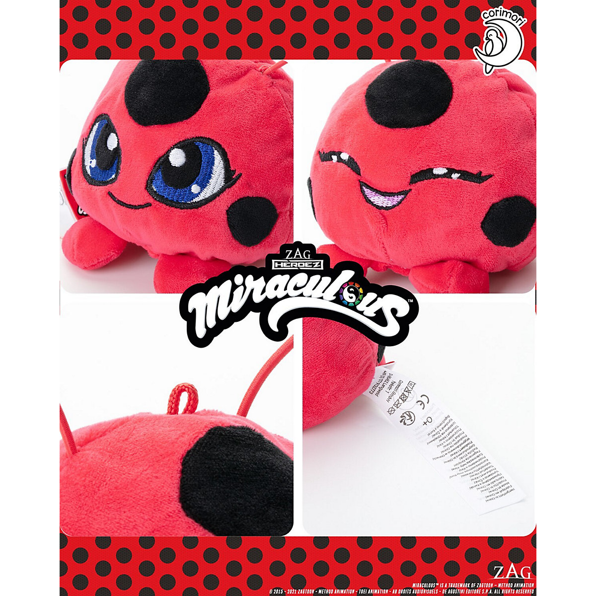 Schlüsselanhänger Miraculous Ladybug als Wendeplüschtier