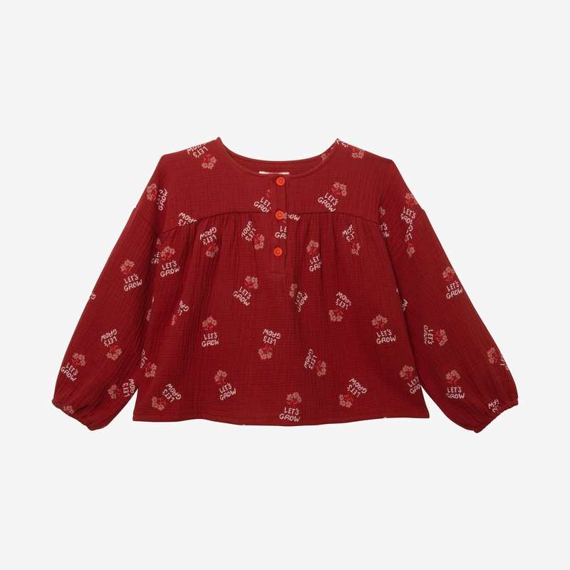 Blouse fille maille tubique bouquet rouge Catimini