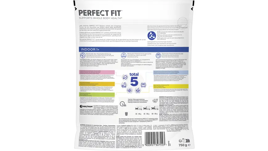 Perfect Fit™ Katzentrockenfutter Beutel Indoor 1+ mit Huhn 750 g