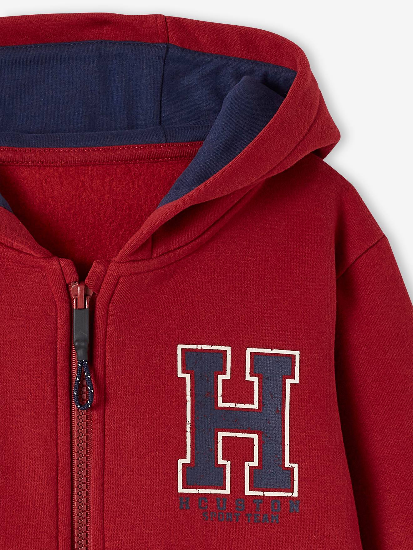 Sweat zippé à capuche sport garçon. gris chiné