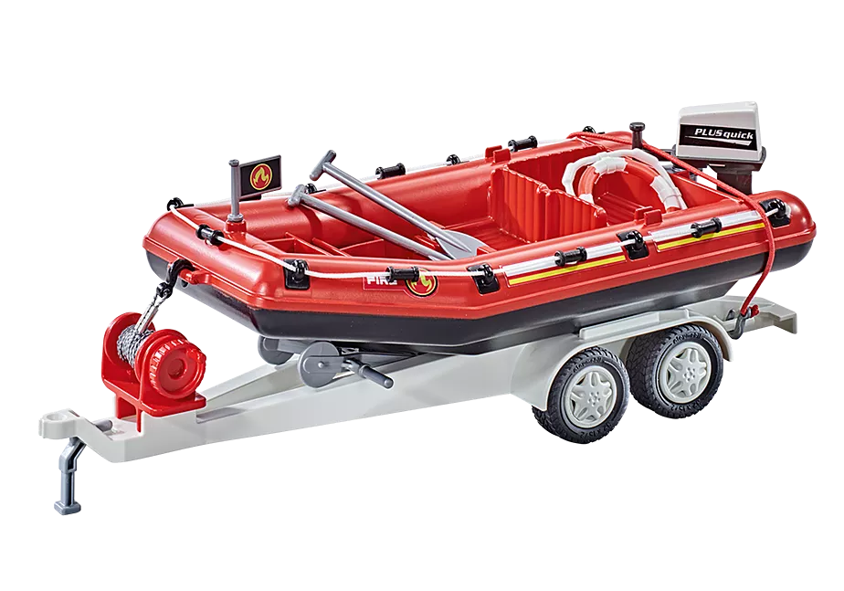 Feuerwehr-Schlauchboot mit Anh&auml;nger