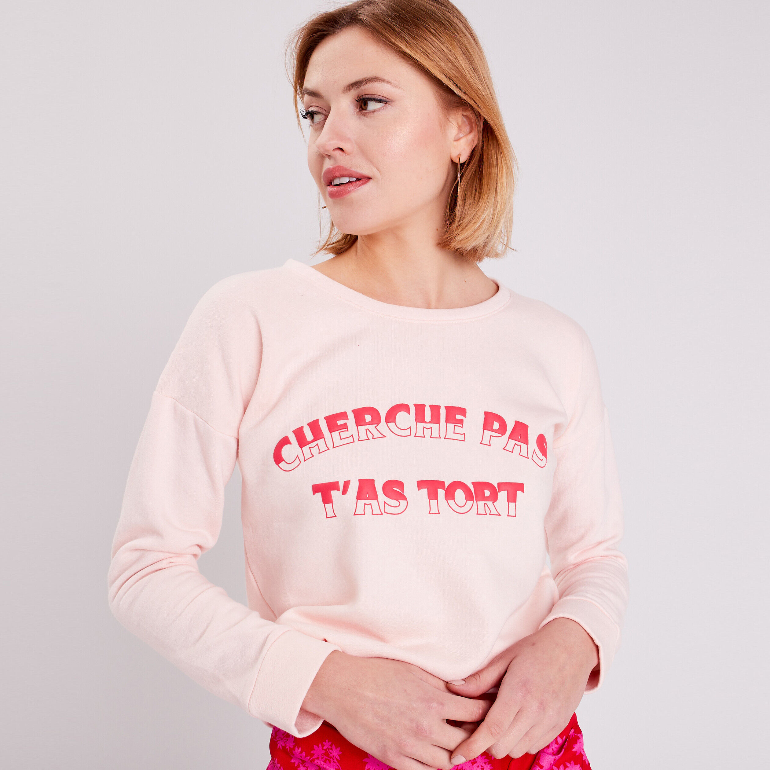 Sweat à manches longues rose clair femme | Cache Cache