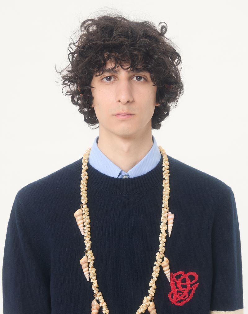 Camisa de algodão com bordado VLogo