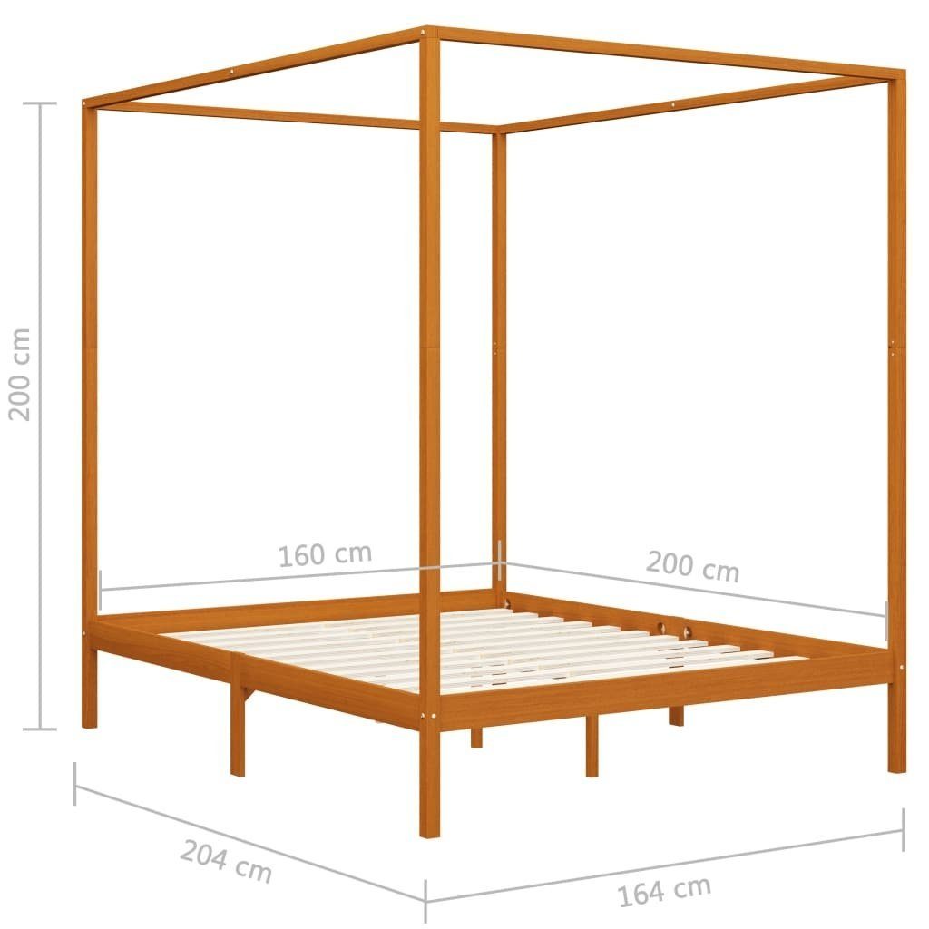 möbelando Himmelbett 299785 (LxBxH: 204x164x200 cm), aus Kiefer in Honigbraun